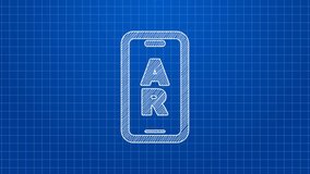 White line Augmented reality AR icon isolated on blue background. Virtual futuristic wearable devices. 4K Video motion graphic animation. - Powered by Shutterstock - Get 15% off with code: PIKWIZARD15