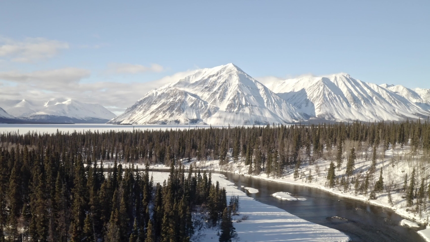 Drone shot of Yukon Mountains