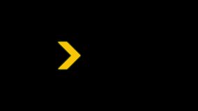 4K Animated Arrow direction sign on black background, Direction banner. Video animation of arrows sign on black screen, Sign Arrows Animation of Yellow light signal.