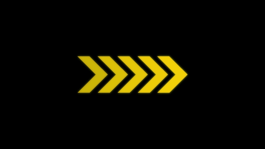 4K Animated Arrow direction sign on black background, Direction banner. Video animation of arrows sign on black screen, Sign Arrows Animation of Yellow light signal. Royalty-Free Stock Footage #1092895833