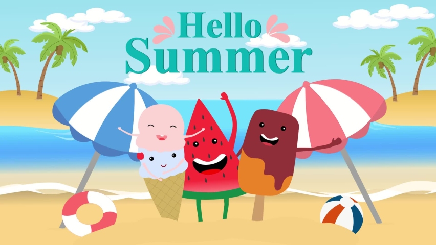 Hello summer with ice cream friends