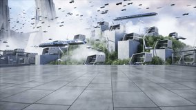 Futuristic city. flying car traffic. Robots and people in megapolice. Future concept. Dynamic trees. Realistic 4k animation. - Powered by Shutterstock - Get 15% off with code: PIKWIZARD15