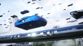 People in flying car. Futuristic city. flying car traffic. Future concept. Realistic 4k animation. - Powered by Shutterstock - Get 15% off with code: PIKWIZARD15