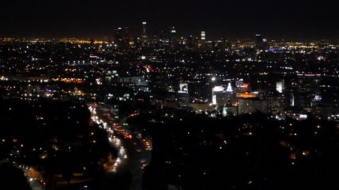 4K Shot of Downtown Los Angeles at Night