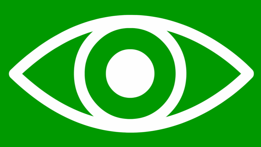 Animated white eye close. blinks an eye. Linear icon. Looped video. Vector illustration on green background. Royalty-Free Stock Footage #1092908583
