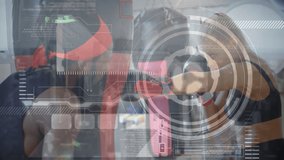 Animation of data processing over caucasian female boxer with african american coach at gym. Global sport and digital interface concept digitally generated video. - Powered by Shutterstock - Get 15% off with code: PIKWIZARD15