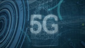 Animation of data processing and 5g text over server room. Global business and digital interface concept digitally generated video. - Powered by Shutterstock - Get 15% off with code: PIKWIZARD15