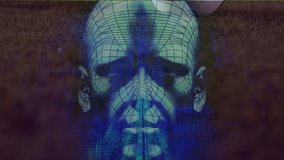 Animation of human head model and data processing over mid section of male soccer player with ball. Medical research and sports technology concept - Powered by Shutterstock - Get 15% off with code: PIKWIZARD15