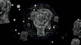 Animation of graphical gear human brains moving over digital rotating globe on black background. Digitally generated, multiple exposure, mechanism, futuristic, technology, artificial intelligence. - Powered by Shutterstock - Get 15% off with code: PIKWIZARD15