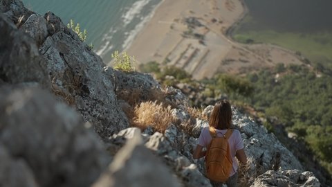 Slow Motion Back View Tourist Woman Stock Footage Video (100% Royalty ...