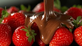 Super Slow Motion of Pouring Strawberries with Melted Chocolate. Filmed on High Speed Cinema Camera, 1000fps. - Powered by Shutterstock - Get 15% off with code: PIKWIZARD15