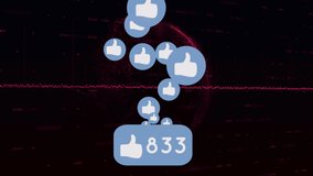 Animation of social media reactions over financial data on black background. finance, economy, technology, social media and digital interface concept digitally generated video. - Powered by Shutterstock - Get 15% off with code: PIKWIZARD15
