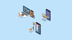 Group animation of people scanning qr code for shopping payment on the digital device. Cartoon in 4k resolution - Powered by Shutterstock - Get 15% off with code: PIKWIZARD15