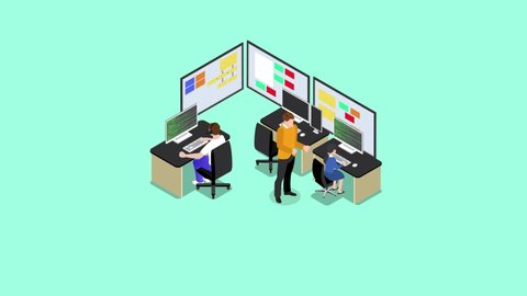 Group Animation Programmers Using Computer Programing Stock Footage ...