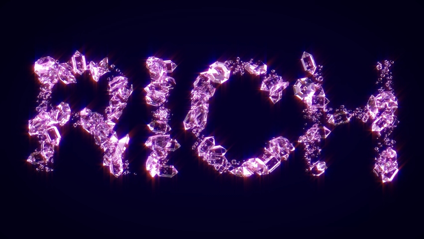 Rich - text made of shining pink diamonds, isolated - loop video | Shutterstock HD Video #1092971819