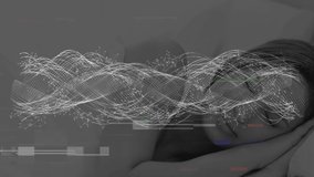 Animation of interference and dna strand over caucasian woman sleeping. Global technology, computing and digital interface concept digitally generated video. - Powered by Shutterstock - Get 15% off with code: PIKWIZARD15