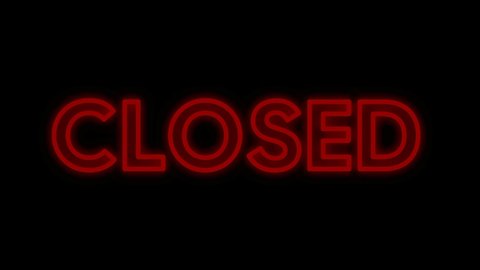 Animation Closed Sign Flicker Effect Isolated Stock Footage Video (100% ...