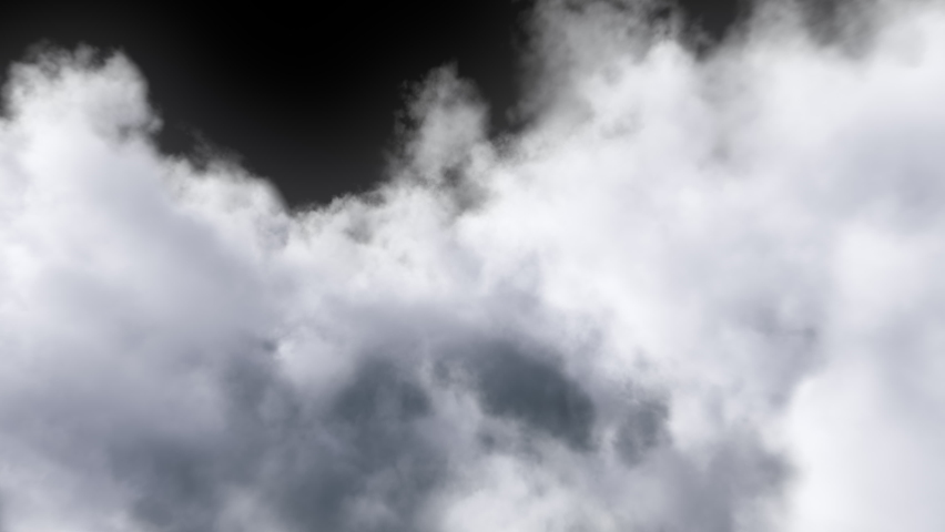 Flying Through the Clouds isolated on black with Alpha Matte. Seamless loop in UHD resolution, ProRes HQ codec, 30 FPS. Royalty-Free Stock Footage #1092984079
