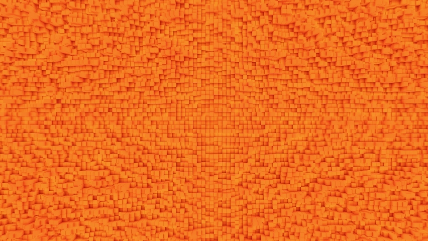 Abstract looping 3D animation of the moving tiny orange cubics pattern rendered in UHD as motion background Royalty-Free Stock Footage #1092988709