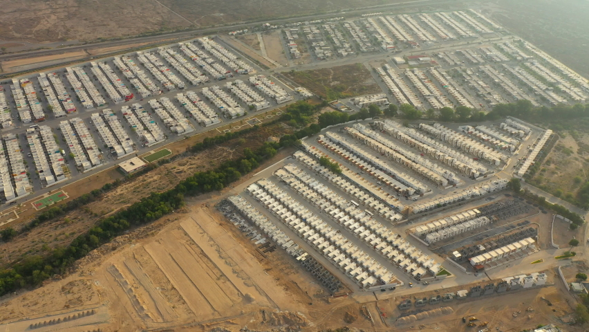 Set of houses in subdivision urban area housing complex aerial view