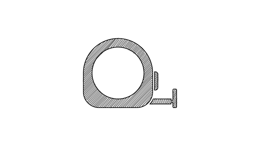 Black line Roulette construction icon isolated on white background. Tape measure symbol. 4K Video motion graphic animation.