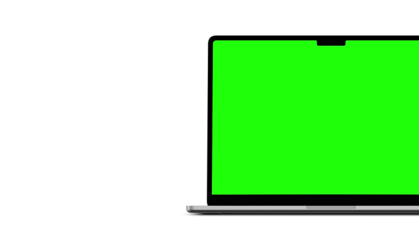 Slide shot of Laptop computer with a key green screen isolated on white background. 4k Resolution | Shutterstock HD Video #1092992923