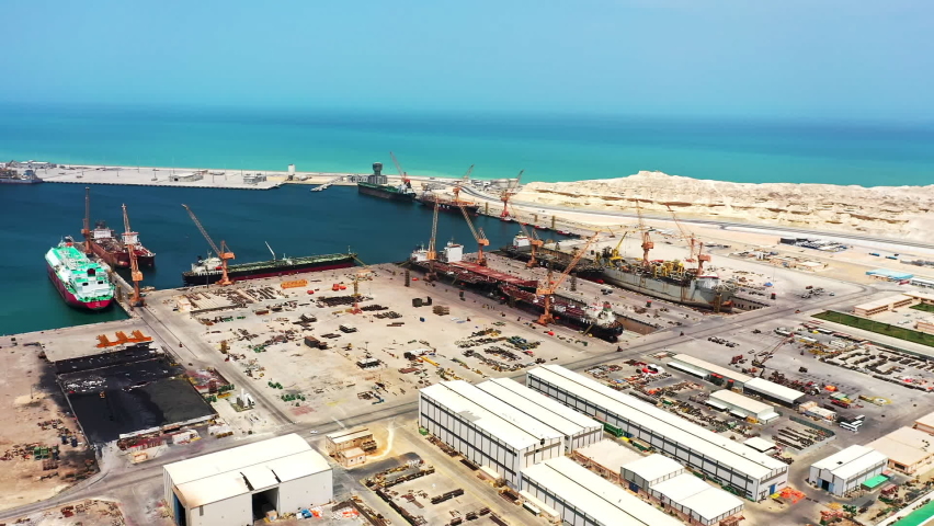 Aerial view of Duqm Port, Oman Royalty-Free Stock Footage #1092993077