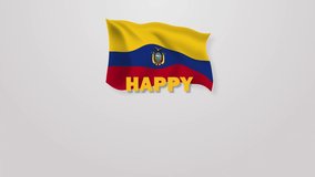 Happy Independence Day 10th August of Ecuador with a waving flag background animation 4k footage.