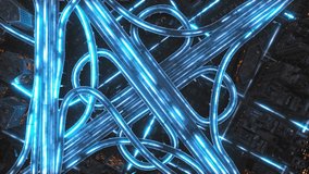 Busy Urban Highway Junction Optical Signals Transferring Ai Data Through Network Fly Over Aerial Shot At Dusk 5g High Speed Internet Artificial Intelligence High Tech Urban Area - Powered by Shutterstock - Get 15% off with code: PIKWIZARD15