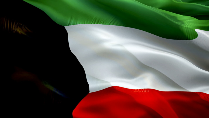 Kuwait flag video. National 3d Kuwait Flag Slow Motion video. Sign of seamless Full HD 1920X1080 loop animation. Kuwait Flags Motion Loop HD resolution Background Closeup 1080p Full HD video flags 