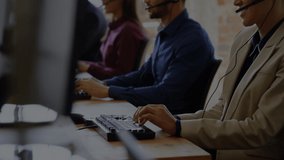 Animation of network of connections over business people wearing phone headsets. Global communication business connections digital interface and technology concept digitally generated video. - Powered by Shutterstock - Get 15% off with code: PIKWIZARD15