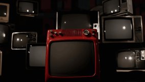 Flag of Massachusetts and Vintage Televisions. 4K Resolution.