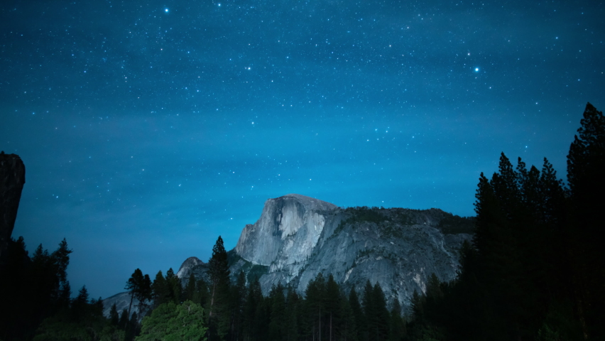 Yosemite National Park Stars Above Half Dome from Curry Village Sierra Nevada Mountains California USA