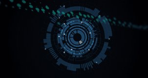 Animation of shapes, connections and circles over black background. Connections, network, data processing and technology concept digitally generated video.