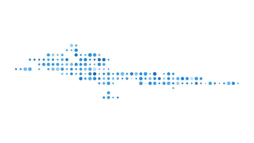 Hvar Dalmatian Islands dotted digital map. Map of Hvar Dalmatian Islands with pulsating colored circles. Shape of the island filled with blue disks. Appealing visual.