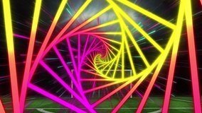 3d animation of abstract colorful swirl pattern, neon beams zooming over illuminated soccer stadium. Digital composite, multiple exposure, technology, creativity, sports, concentric, futuristic. - Powered by Shutterstock - Get 15% off with code: PIKWIZARD15