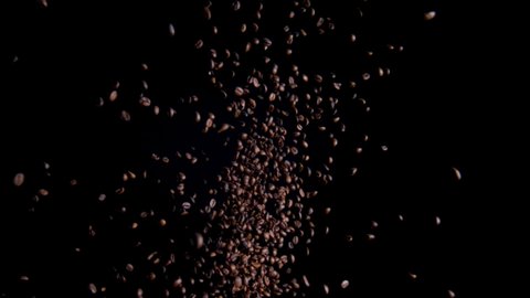 Roasted Coffee Seeds Exploded On Black Stock Footage Video (100% ...