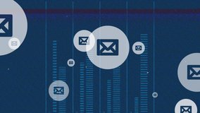 Animation of network of email icons over glitch on blue background. Global social media, connections, networks, computing and data processing concept digitally generated video. - Powered by Shutterstock - Get 15% off with code: PIKWIZARD15