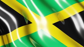 Waving flag of Jamaica country. 3d render national flag dynamic background. 4k realistic seamless loop animated video clip