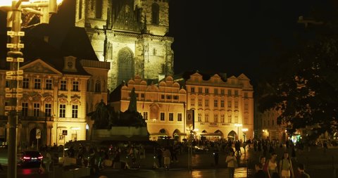 Prague, Czech Republic, 08.07.2022: Night in Prague. Prague's historical squares.