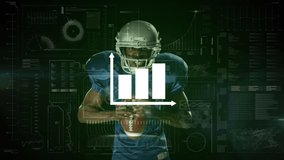 Animation of dna strand spinning over chemical american football player with ball. Medical research and technology concept. - Powered by Shutterstock - Get 15% off with code: PIKWIZARD15