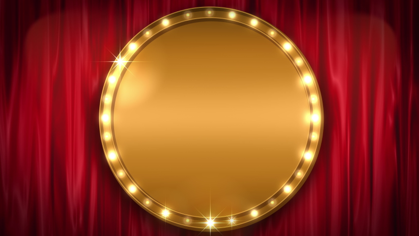 The theater sign and The curtain. loop.Gold and Red. Royalty-Free Stock Footage #1093055657