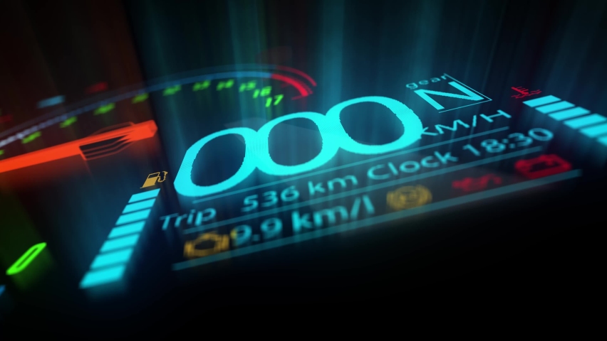 Car speedometer reaching highest speed, extremely fast driving, acceleration Racing car speedometer closeup. Royalty-Free Stock Footage #1093064219