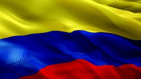 Colombia flag. National 3d Colombian flag waving. Sign of Colombia seamless loop animation. Colombian flag HD Background. Colombia flag Closeup 1080p HD video for presentation Bogota tourism Cali
