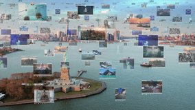 Connected Aerial View Of The Statue of The Liberty With Several Interfaces. Futuristic Concept. Augmented Reality, Social Media. New York Skyline In The Background, United States.
 - Powered by Shutterstock - Get 15% off with code: PIKWIZARD15
