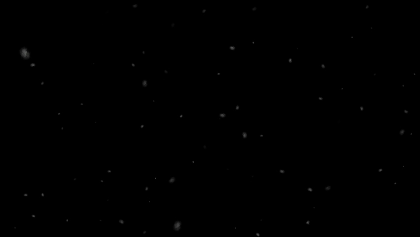 Realistic snowfall overlay, black background - winter, slowly falling snow effect