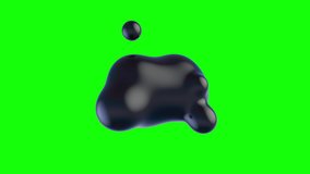 Abstract 3D deformed figure. Black metabolite drop. Surrealistic object based on metabolic spheres on a green background. Looped animation