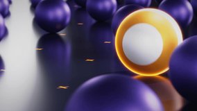 3d sphere rolling through dark environment. Visual concept of progress, evolution and development. Seamless loop 3d animation. Yellow ball on violet background. 3D Illustration - Powered by Shutterstock - Get 15% off with code: PIKWIZARD15
