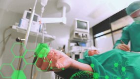Animation of scientific data processing and chemical structures over surgeon operating. global medicine, science and data processing concept digitally generated video. - Powered by Shutterstock - Get 15% off with code: PIKWIZARD15