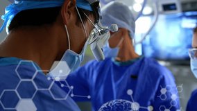 Animation of scientific data processing and chemical structures over diverse surgeons. global medicine, science and data processing concept digitally generated video. - Powered by Shutterstock - Get 15% off with code: PIKWIZARD15